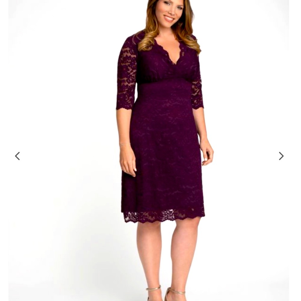 Women's Purple Lace V-Neck Dress